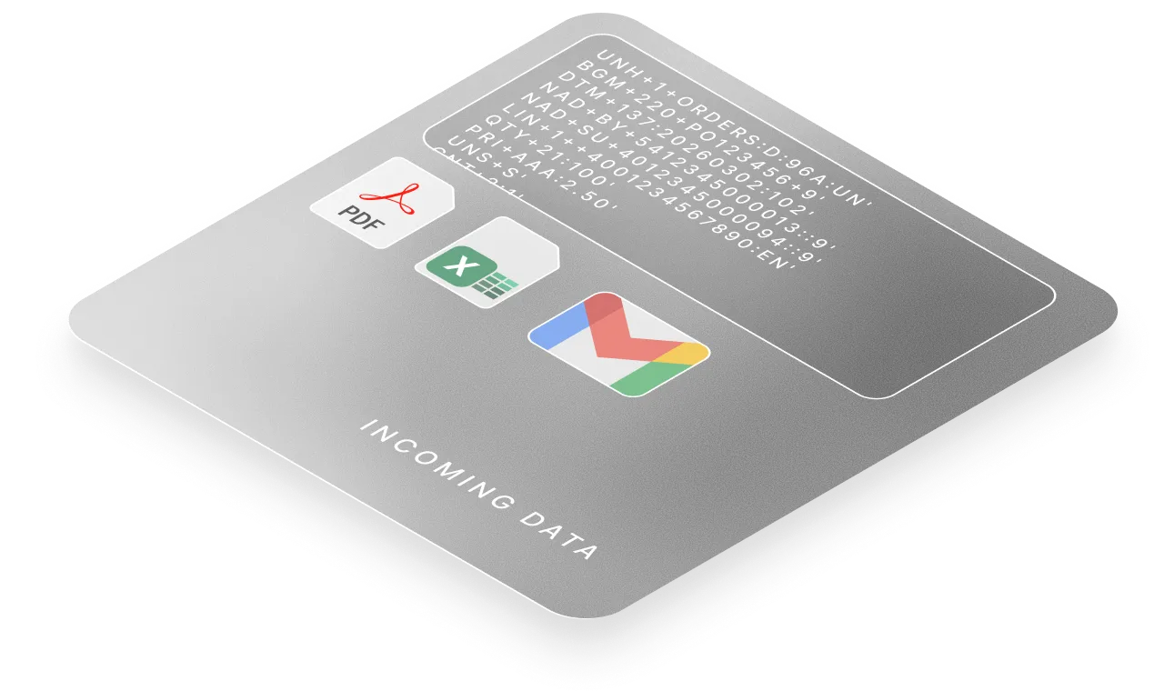 Incoming Data — EDI, PDFs, emails, CSVs, portals, and APIs